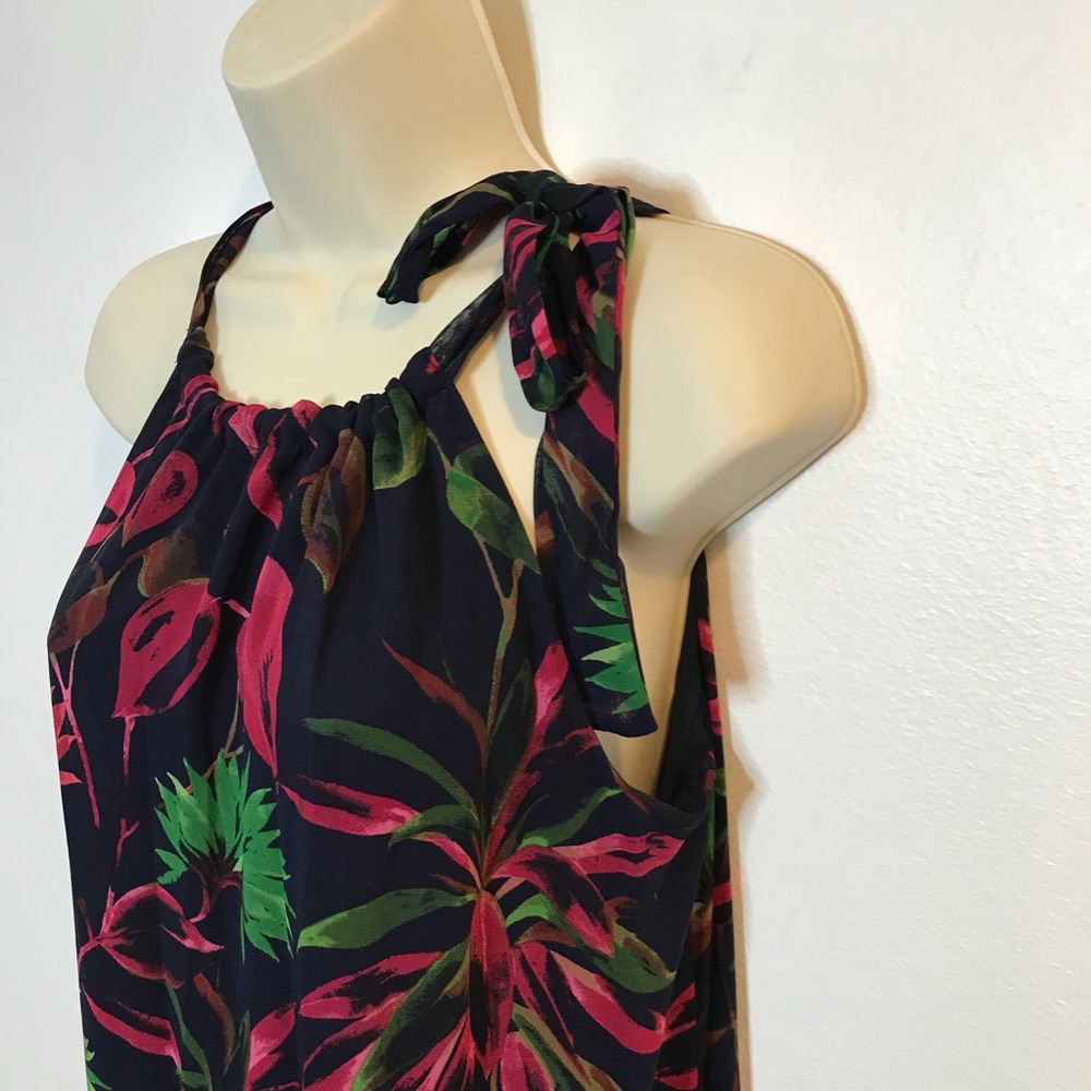 Just Taylor Floral Maxi Dress Tropical Lined Chiffon Halter 12 Large - Picture 3 of 12
